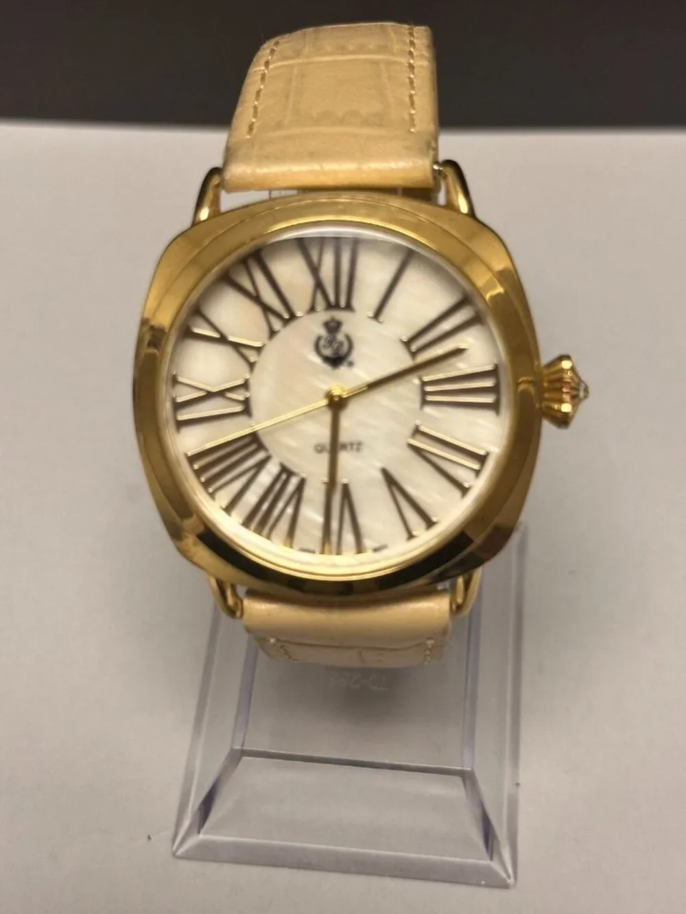 Premier Designs Watch Women Gold Tone Beige Leather Band New Battery 8